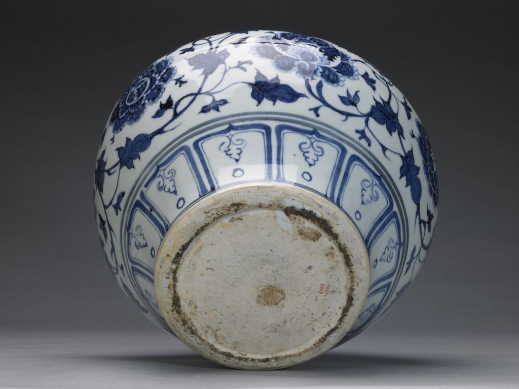 图片[2]-Jingdezhen kiln blue and white peony pot-China Archive